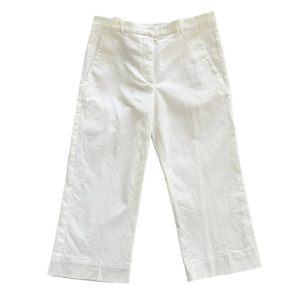 NARCISO RODRIGUEZ Woman's Sz 2  White Cropped Capri Pants Made in Italy